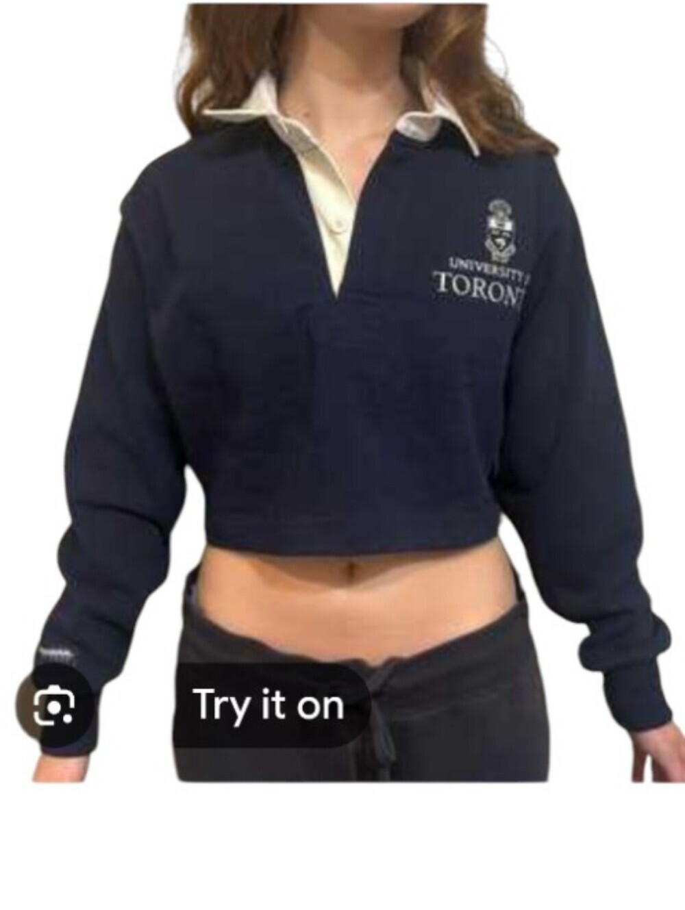 University of Toronto Navy Cropped Rugby Barbarian Pullover  100% Cotton